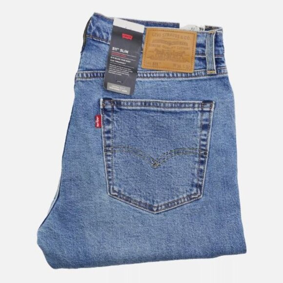 Levi's W36 L32 Premium 511 Slim Fit Selvedge Men's Jeans Medium Wash Denim New